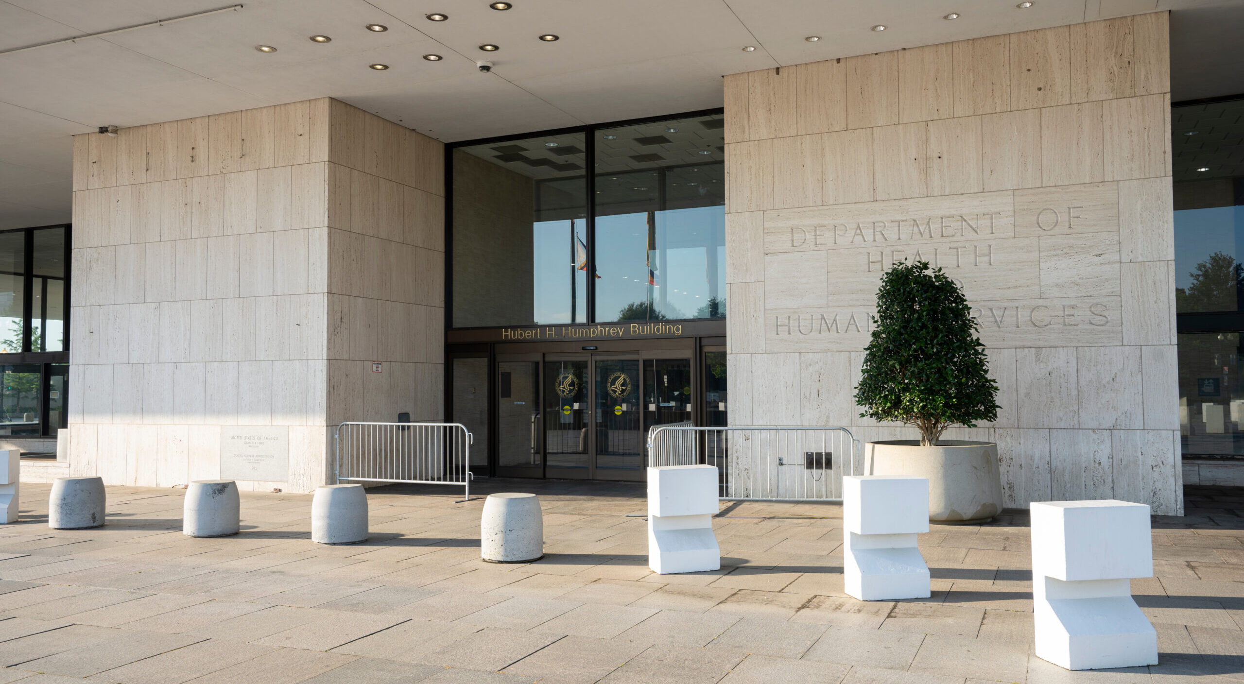 Washington, DC, USA - The entrance to the Hubert H. Humphrey Building and the headquarters of the U.S. Department of Health and Human Services.